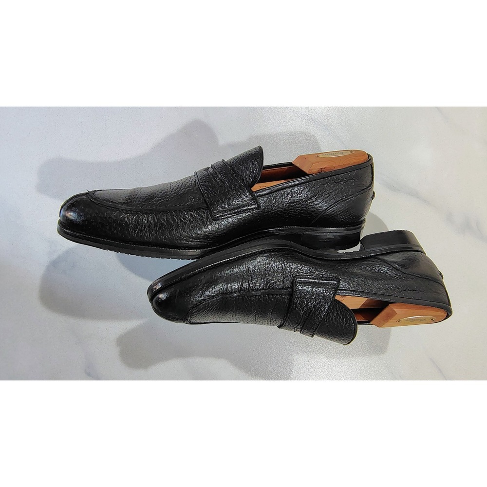 $895 Gravati Peccary Penny Loafers Shoes 10.5 Black Bergdorf Goodman  Italy - Picture 12 of 13